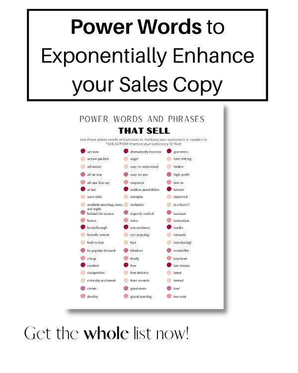 Power Words and Phrases to enhance sales copy